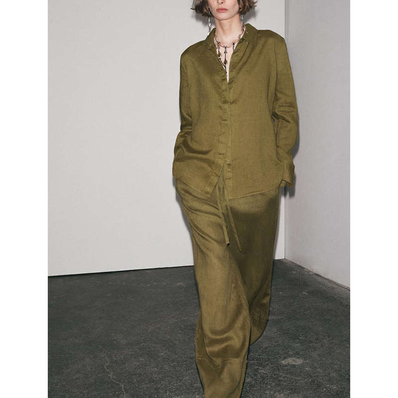 Casual Long Sve Collared irt A - огляд і ціна Linen Pant Wide