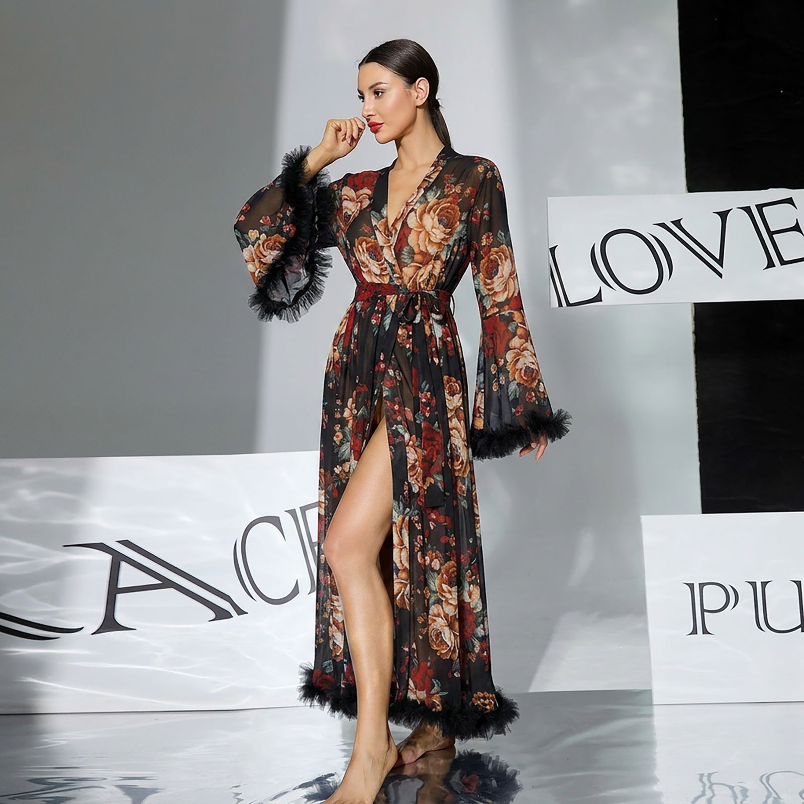 Summer Sheer Printed Mesh Robe - огляд і ціна Kimono Sheer Floral