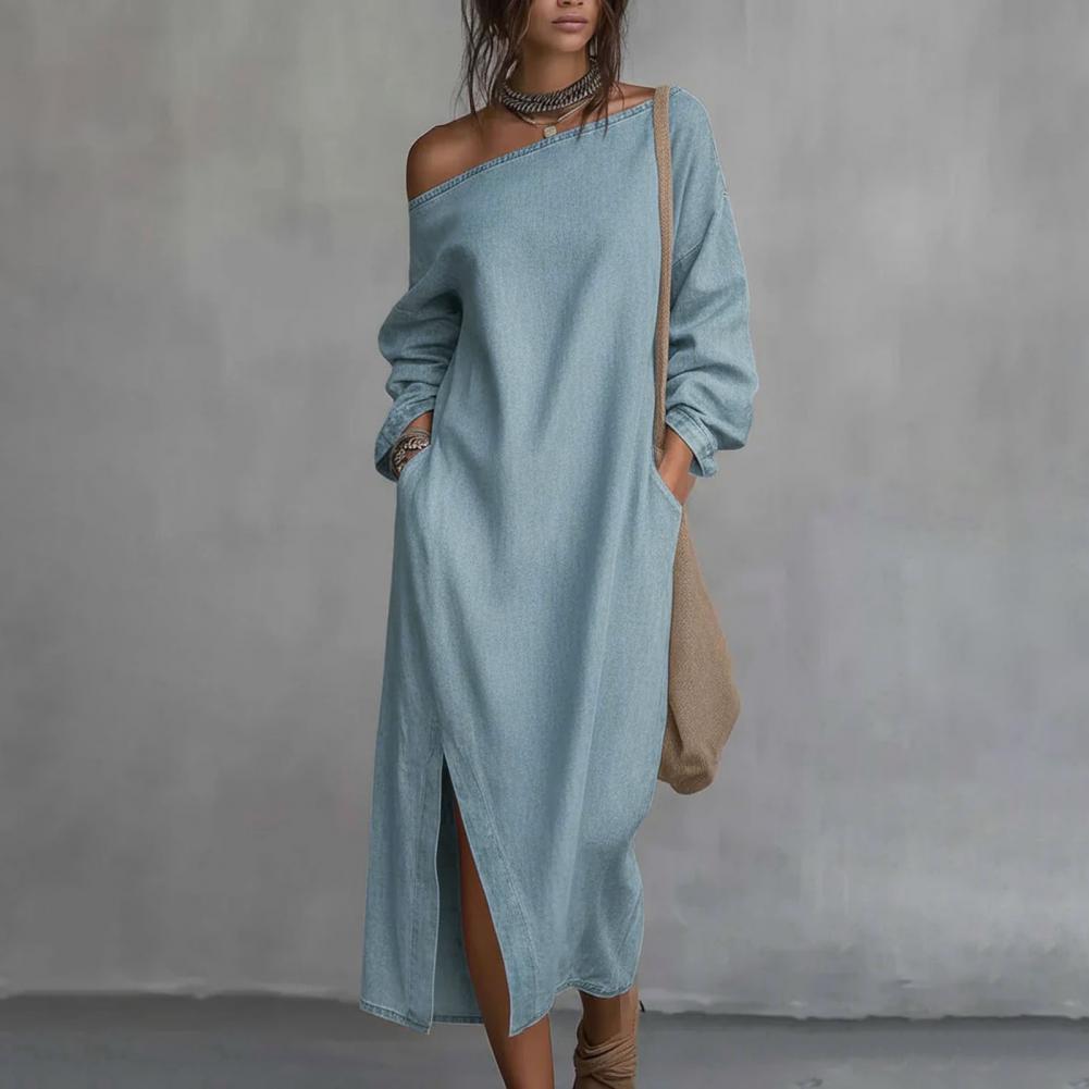 Women's One Shoulder Long Slee - огляд і ціна Linen Dress Wrap