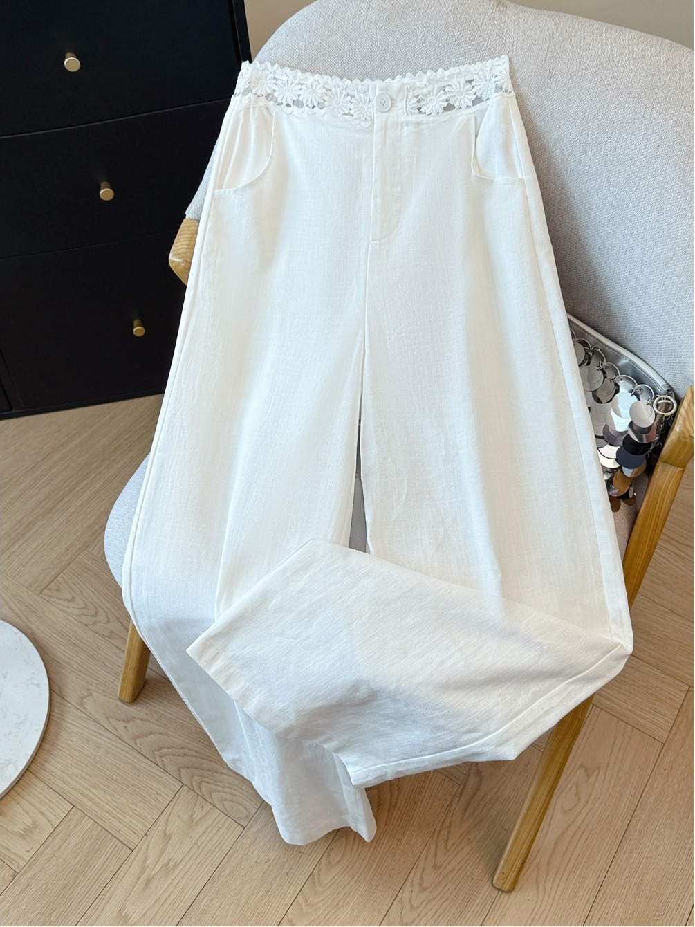 White Lace Hollow Flower Linen - огляд і ціна Linen Pant Wide