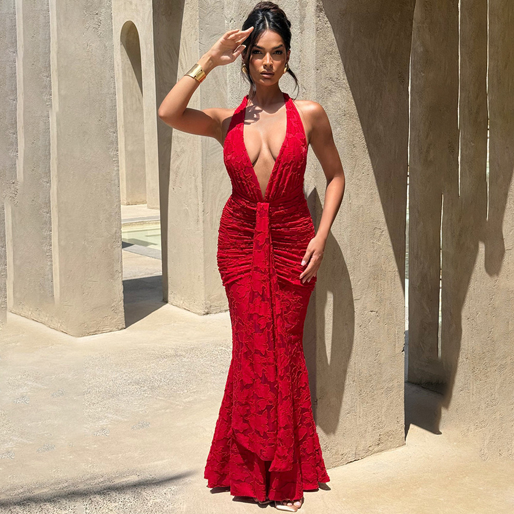 Sexy Deep V Backless Wrap arou - огляд і ціна Linen Dress Wrap