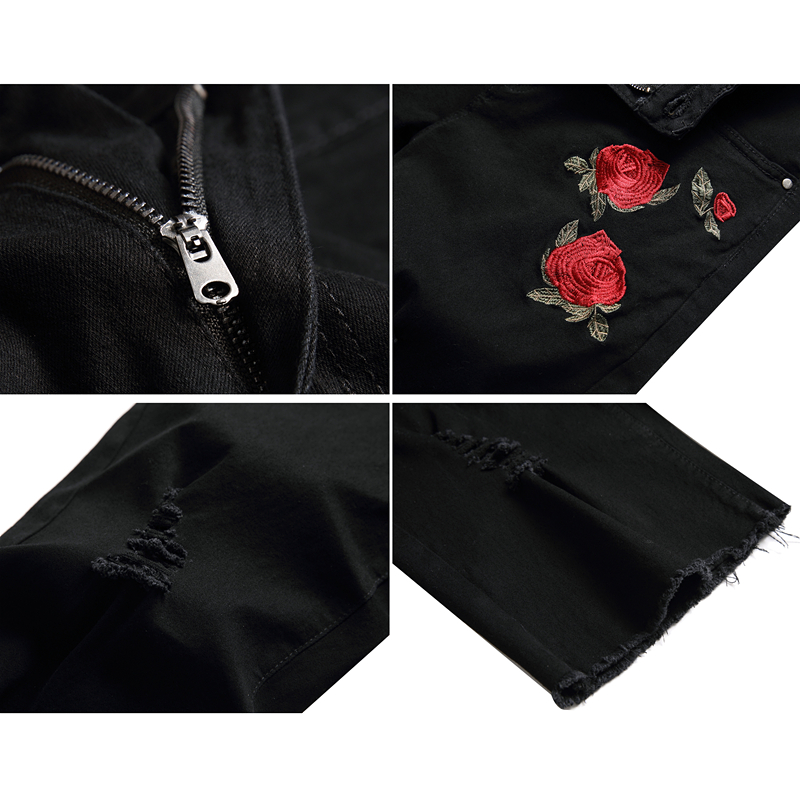 2026 Summer Men's Red Rose Emb - огляд і ціна Shorts Denim Frayed